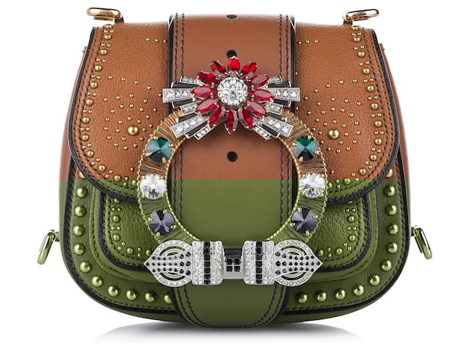 Miu Miu Brown Dahlia Leather Crossbody Bag Pony-style calfskin ref