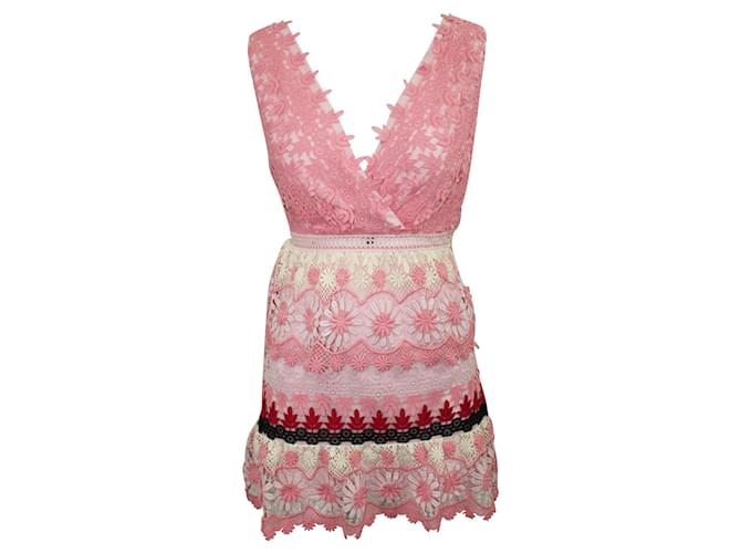Self portrait Pink Embroidery Lace Dress Polyester