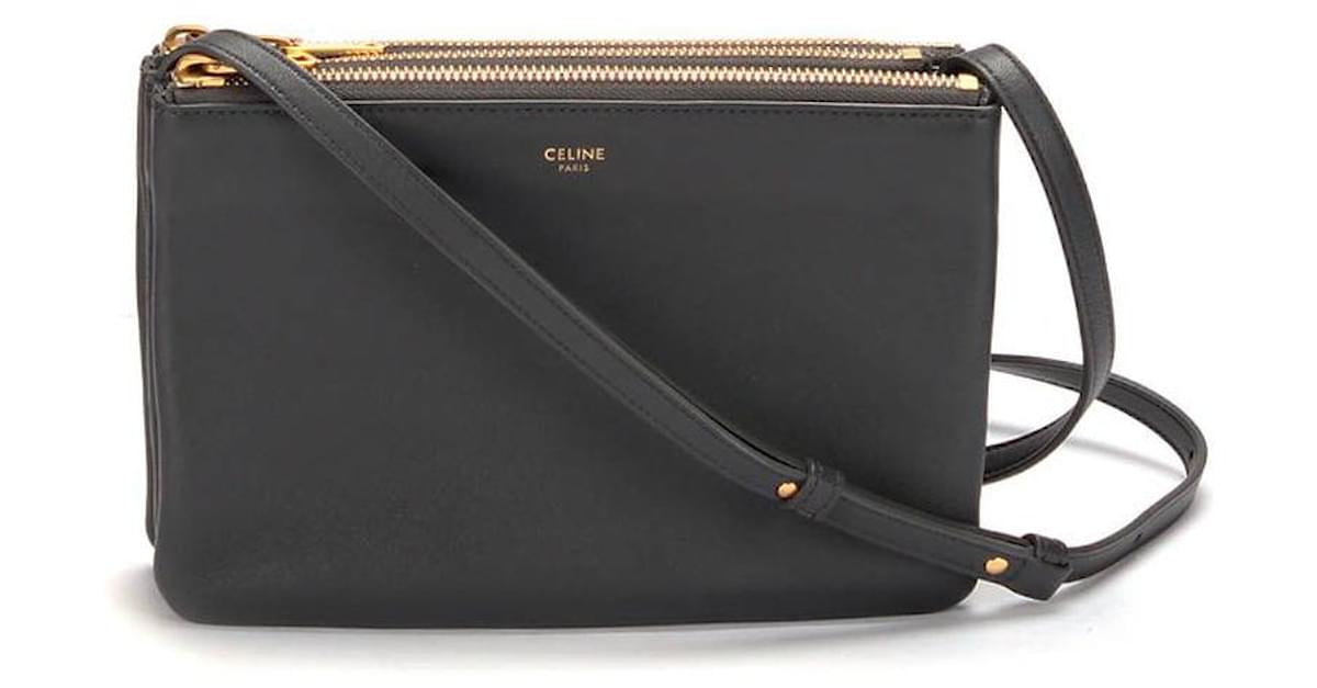 Celine Black Leather Trio Crossbody Bag – I MISS YOU VINTAGE