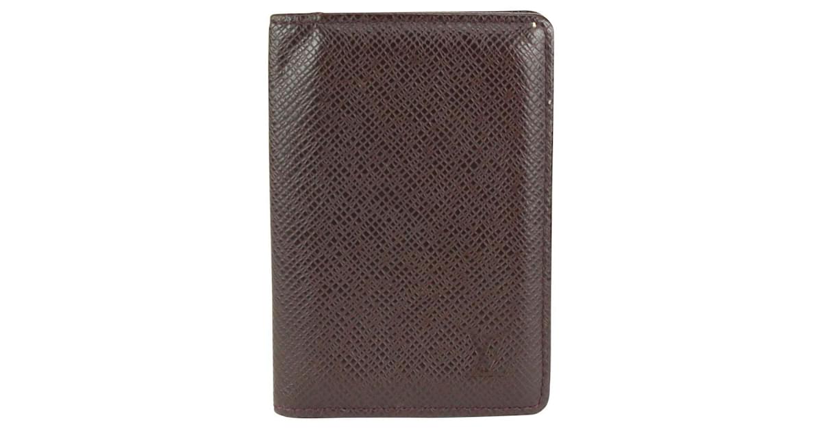 Louis Vuitton Bordeaux Taiga Leather Card Bifold Wallet Pocket Organizer 921lv66