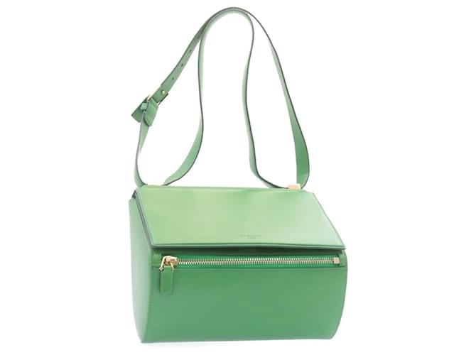 GIVENCHY Pandora Box Shoulder Bag Leather Green Auth br359 ref
