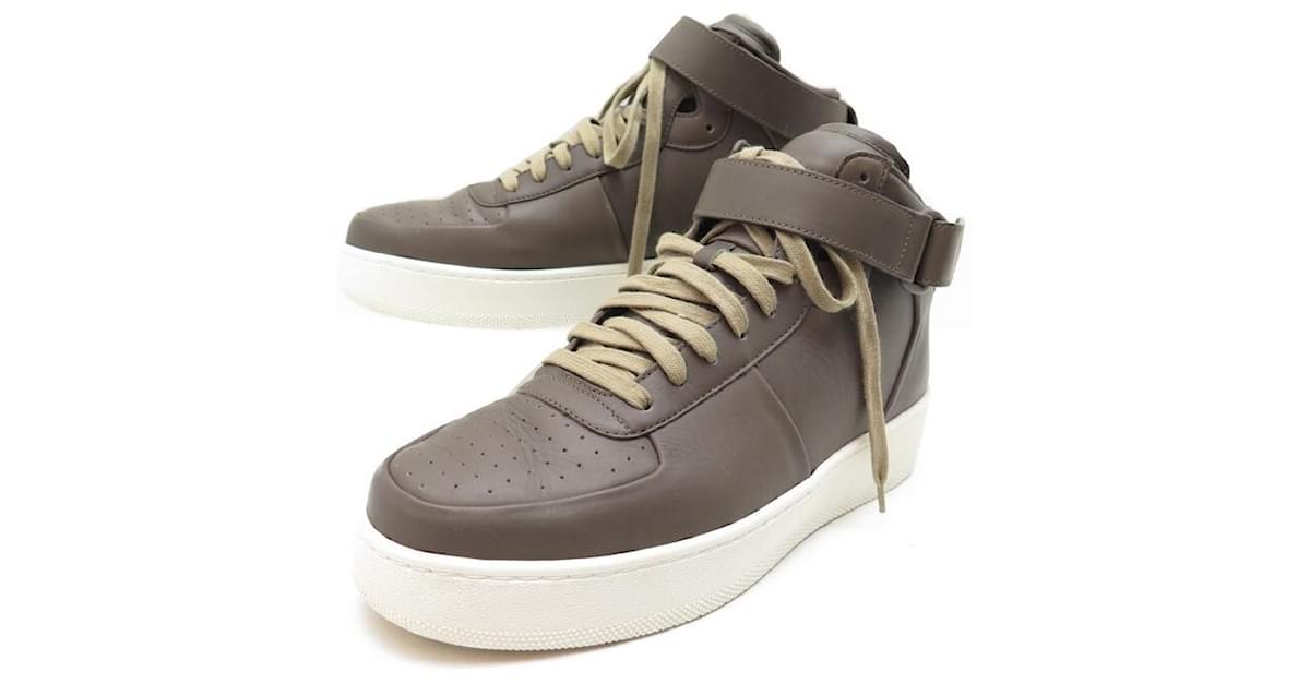 Celine NEW CELINE HIGH TOP SHOES 314603 TAUPE DARK LEATHER SNEAKERS ref.376169 Joli Closet