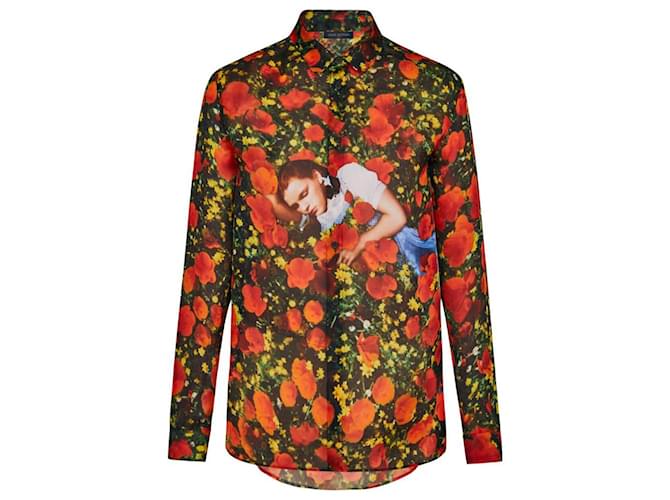 Louis Vuitton Red Wizard of Oz Poppy Long Sleeve Button Down Shirt