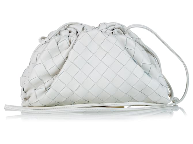 Bottega Veneta White The Mini Pouch 20 Intrecciato Leather