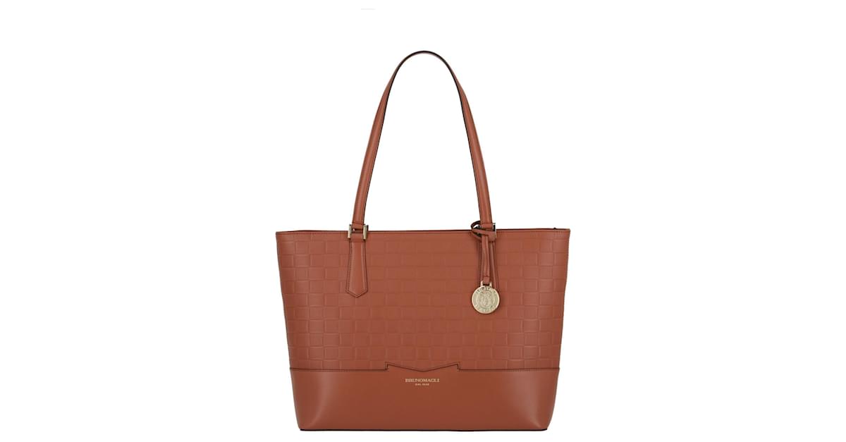 Bruno Magli Woven Embossed Easy Leather Tote Brown ref.378069