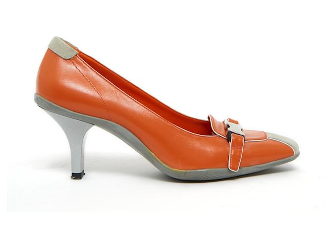 Prada LATE 90S UGLY BEAUTY Orange Leather Rubber Metal ref