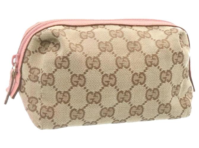 バッグ GUCCI Canvas Accessory Pouch PINK Beige GUCCI GG Canvas Beige/Pink Accessories Pochette Bag-US