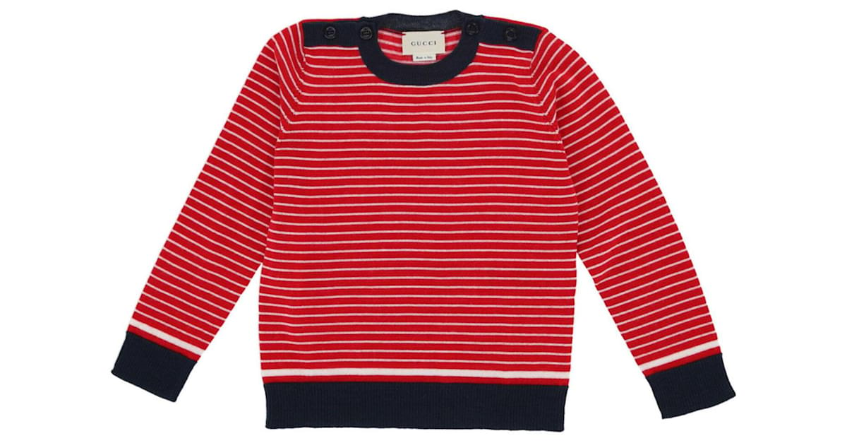 Gucci red and white striped sweater best sale