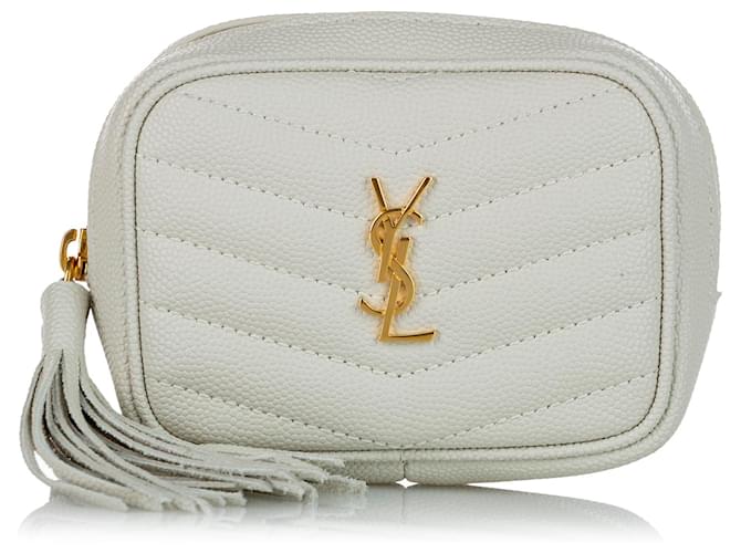 YSL ホワイト　ポシェット Yves Saint Laurent YSL White Baby Lou Leather Crossbody Bag