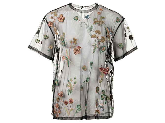 sheer floral embroidered top