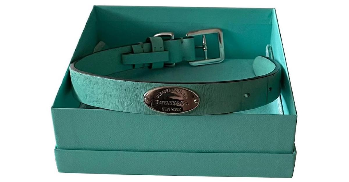 Tiffany & Co dog collar size M Blue Leather ref.388050 - Joli Closet