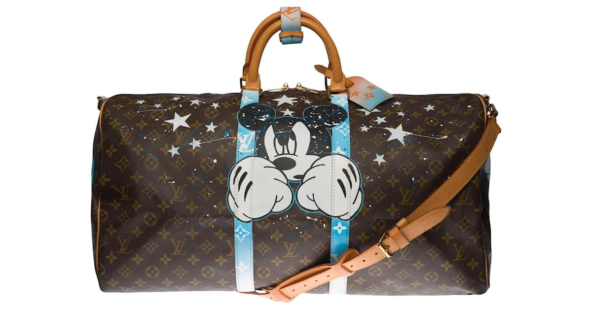 Louis Vuitton Keepall Travel Bag 55 Customized Mickey Fight Club! Brown  Multiple colors Leather ref.144249 - Joli Closet