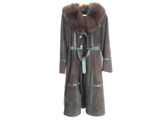 Trench-Coat vintage en alcantara marron. Taille M, 38, 40. Tricosa Paris. Made in France. – Couleurs Vintage