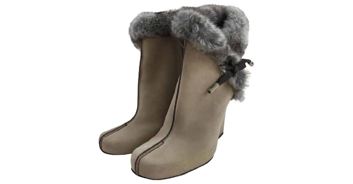 Used] LOUIS VUITTON ◇ Boots / Rabbit fur / 36.5 / CML / Suede Brown  ref.388555 - Joli Closet