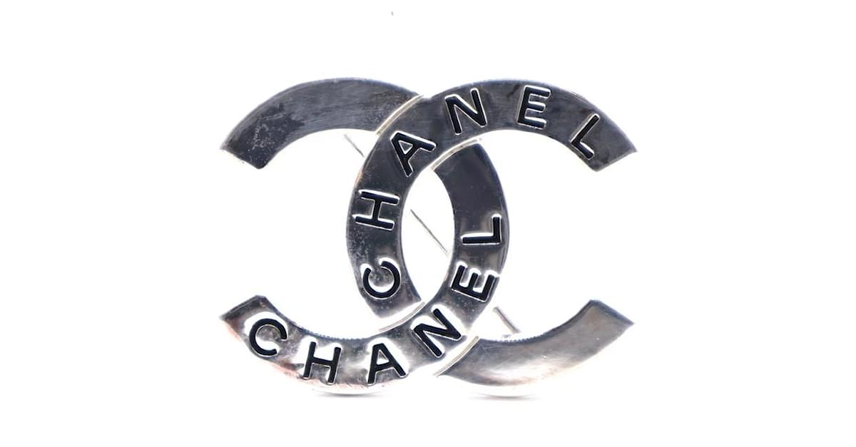 Chanel Silver Cc Logo Hardware Brooch Pin Silvery Metal ref.390113