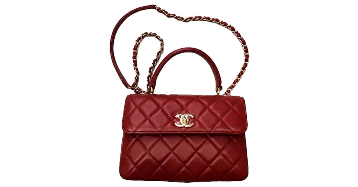 Chanel Small Trendy CC bag GHW Red Leather ref.390170 - Joli Closet