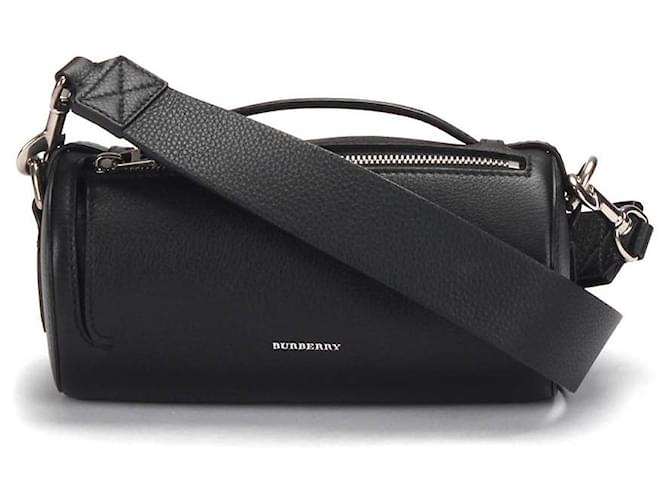 Burberry Barrel Leather Crossbody Bag in black calf leather