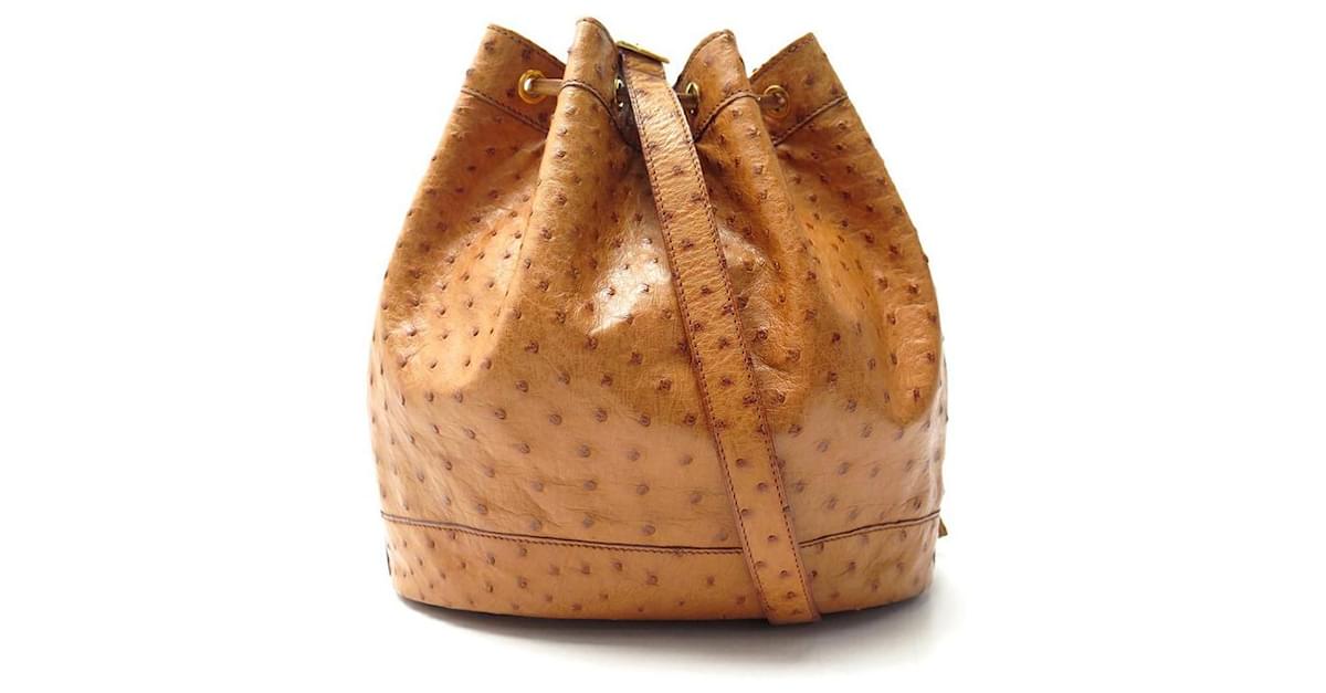 Hermes Leather Market Bucket Bag Brown