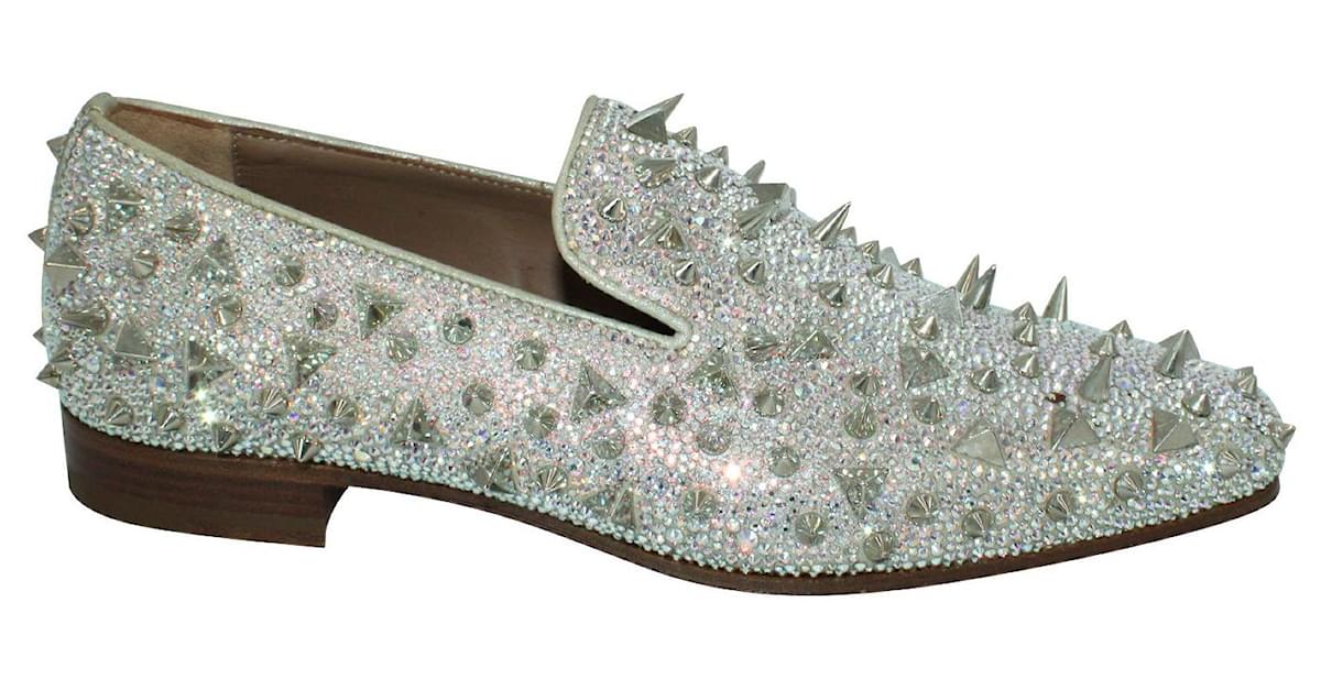 silver spiked loafers