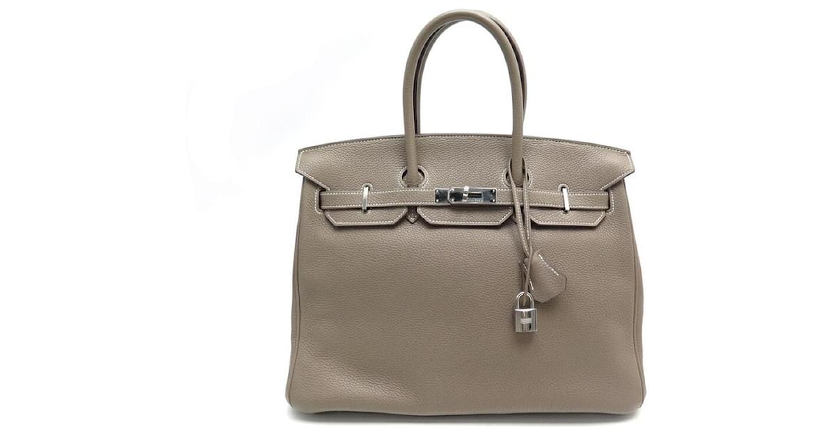 Hermès Hermes Birkin handbag 35 2013 IN TOGO LEATHER & STEEL PALLADIE BAG  PURSE Taupe ref.393325 - Joli Closet