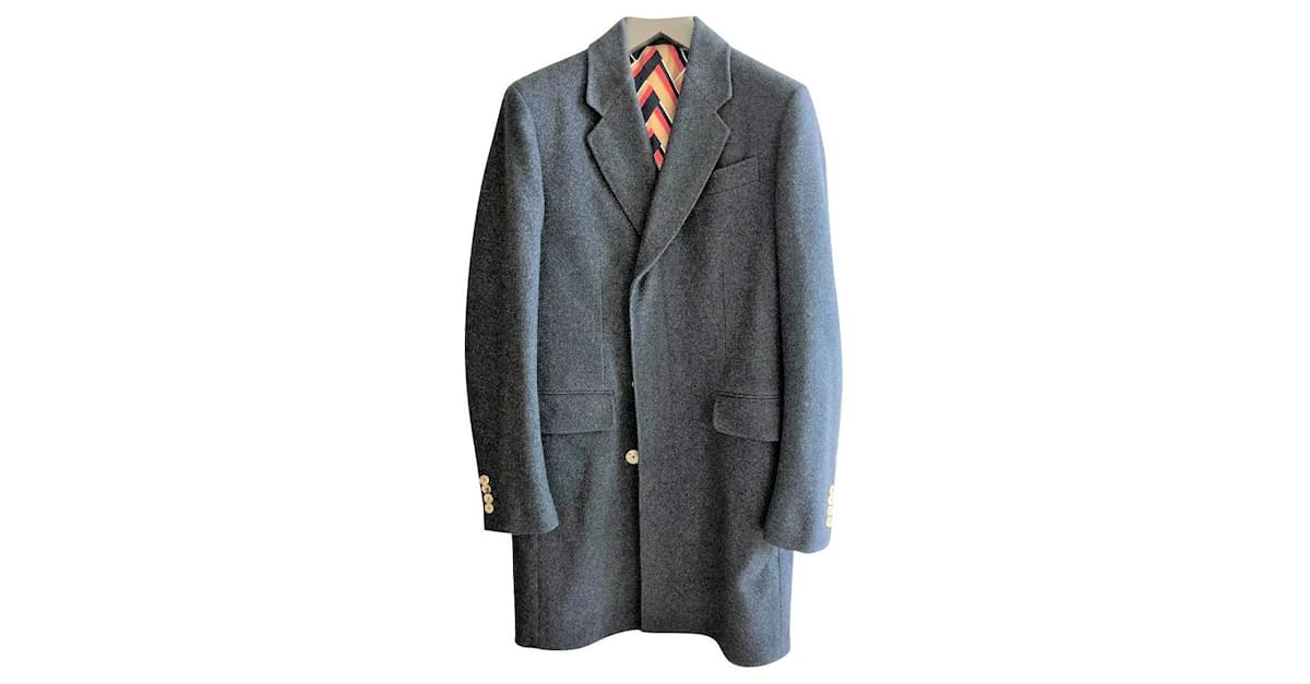 LOUIS VUITTON MENS $12500 GRAY WOOL/CASHMERE COAT SZ.52 LTD RUNWAY