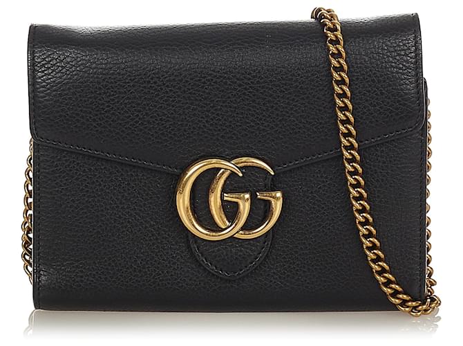 ⭐*)様 Gucci ブラック GGバッグ Gucci Black Interlocking G Chain Leather Crossbody Bag Metal