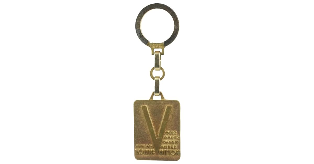 LOUIS VUITTON V ultra vtg Keychain Yellow Gold Brass Tone Malletier Gaston