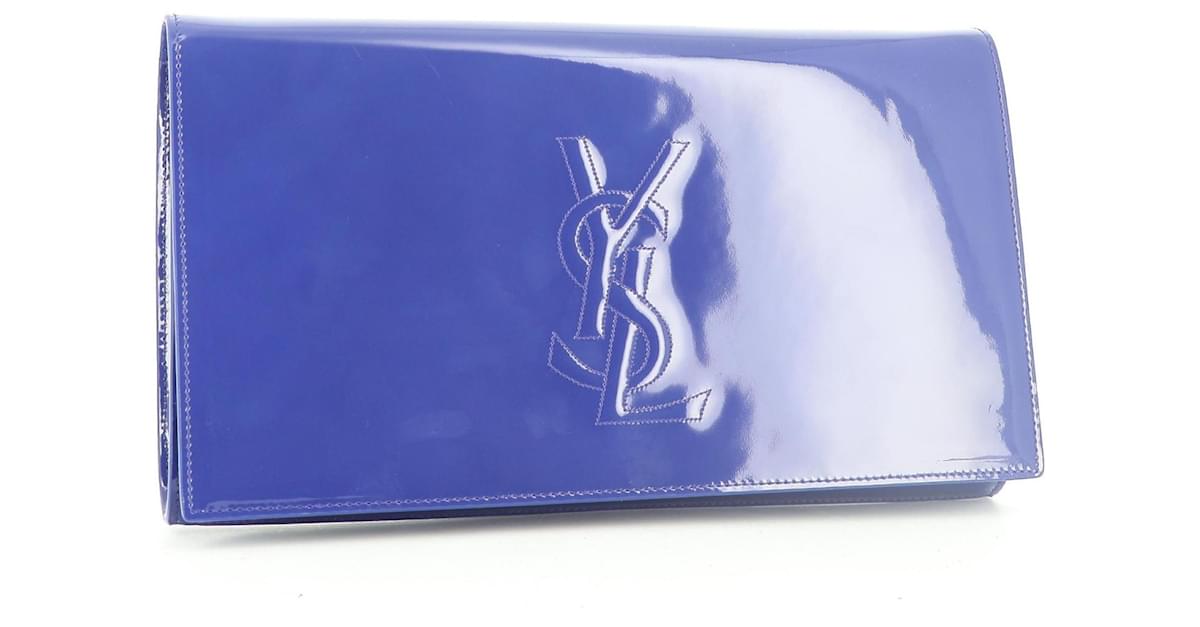 Yves Saint Laurent YSL belle du jour clutch Blue Patent leather ref.396709  - Joli Closet