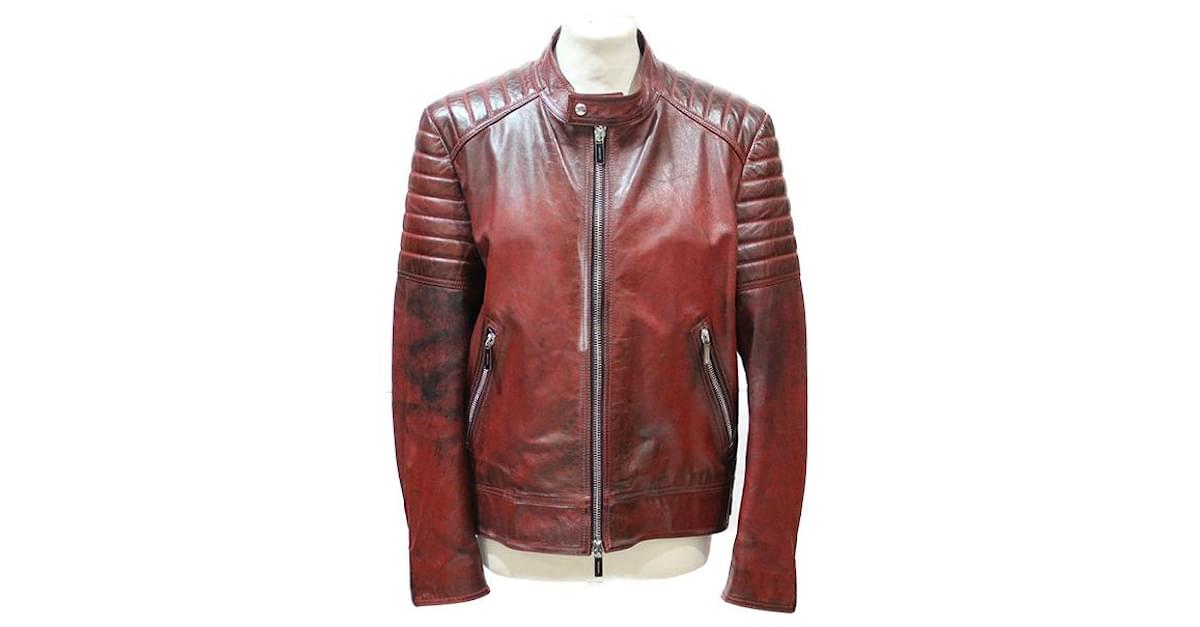 BIKER JACKET DIOR Red Joli - Leather ref.397314 Closet
