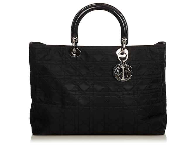 Dior Black Cannage Lady Dior Nylon Handbag Leather Pony style Calfskin dior-black-cannage-lady-dior-nylon-handbag-leather-pony-style-calfskin