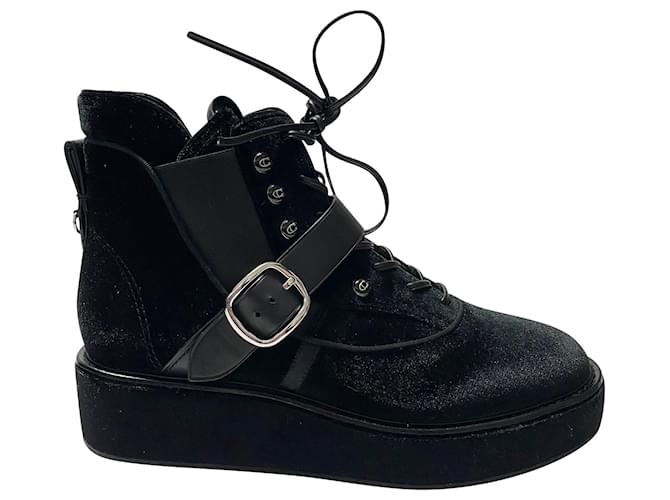 Coach Urban Hiker Ankle Boots in Black Velvet Joli Closet