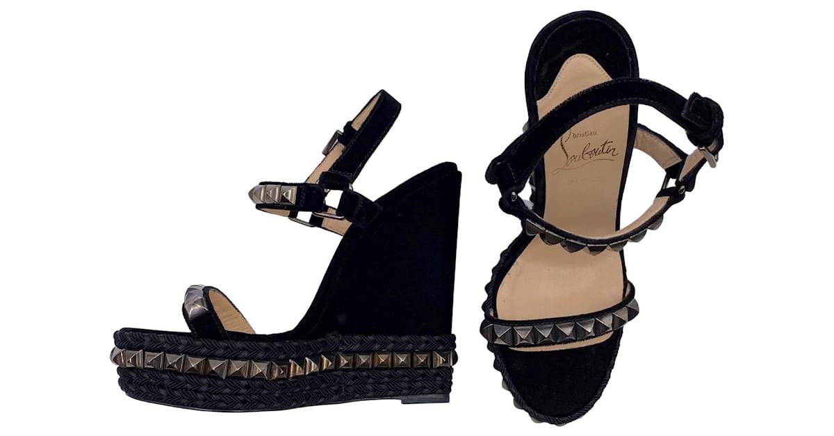 Louboutin wedges black hotsell