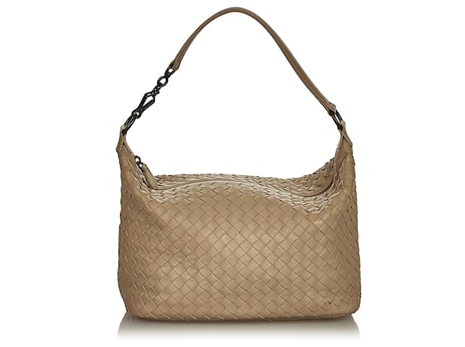 Bottega Veneta Gray Intrecciato Leather Shoulder Bag Grey