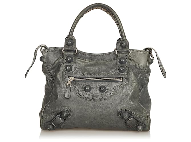 Balenciaga Gray Motocross Giant City Handbag Grey Dark grey