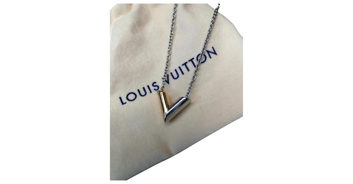 Louis Vuitton Gold Tone Essential V Necklace Louis Vuitton | TLC