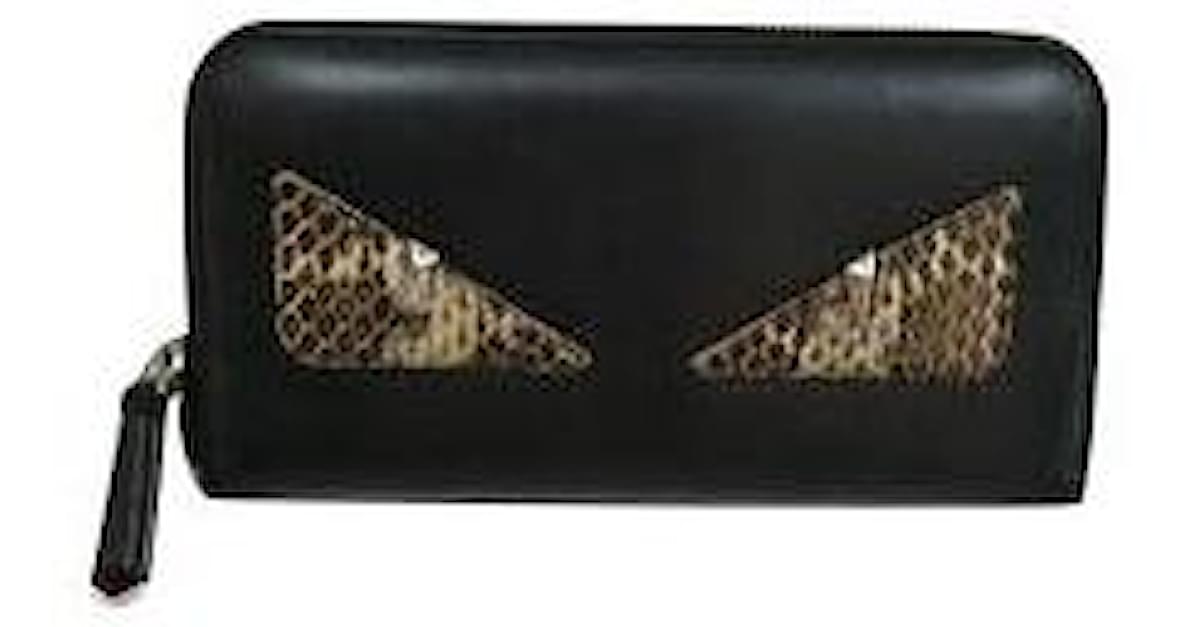 Fendi Monster wallet in black leather with chain ref.530762 - Joli Closet