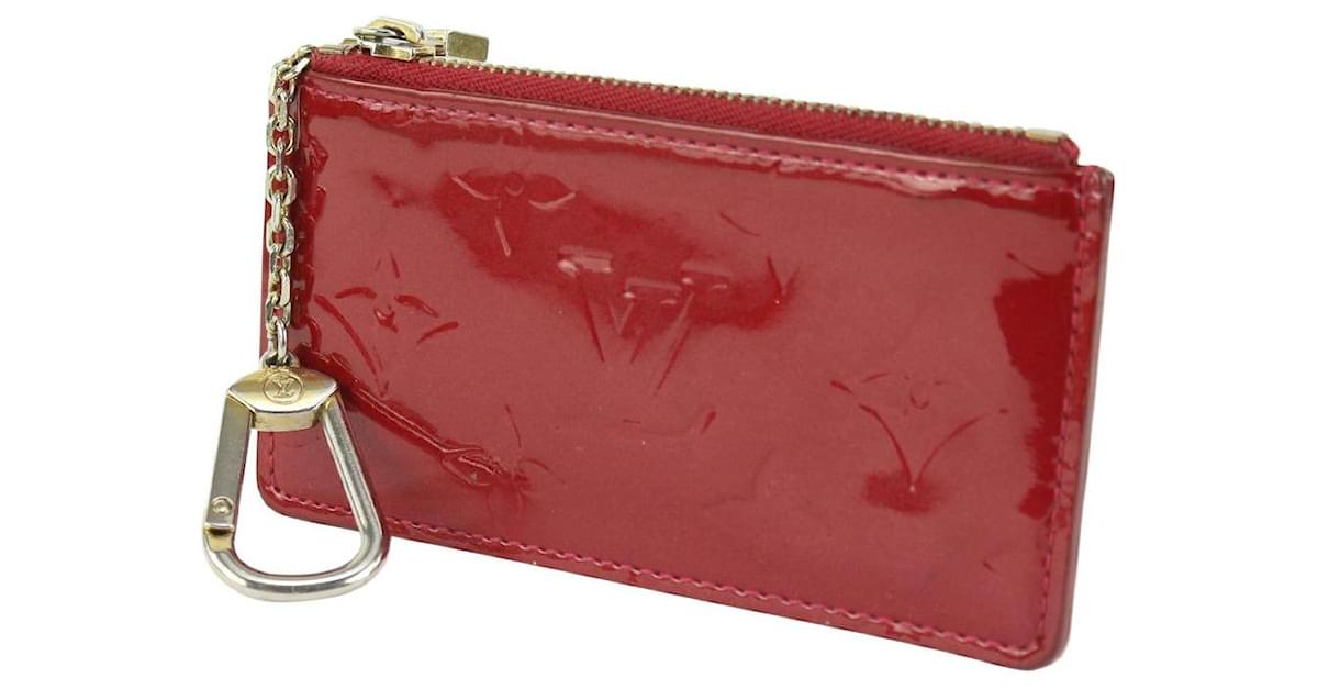 Louis Vuitton Red Monogram Vernis Pochette Cles Key Pouch Keychain Case 861605
