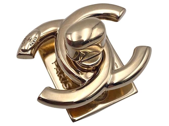 CHANEL original CC turnlock Gold clasp Golden Steel ref.408591
