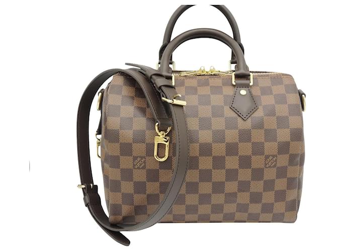 BOLSO LOUIS VUITTON SPEEDY 25 CORREA DE LONA EBONY DAMIER Castaño