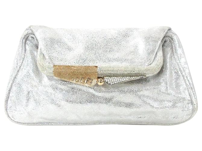 Fendi Clutch bag Silvery Suede ref.410543 Joli Closet