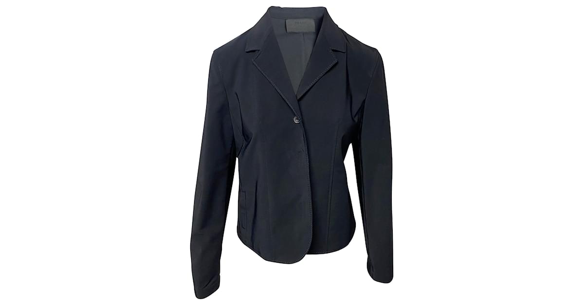 Prada Blanket Stitch Blazer in Black Polyester  - Joli Closet