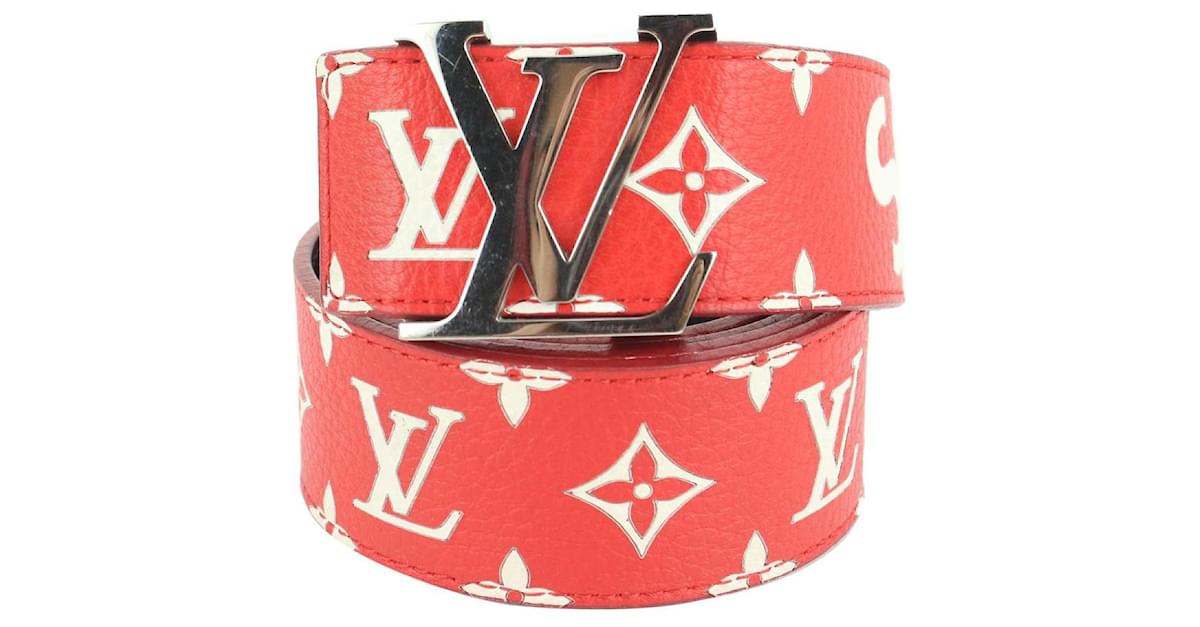 Louis Vuitton x Supreme Ultra Rare Red 100/40 Monogram Initiales Belt  ref.413417 - Joli Closet