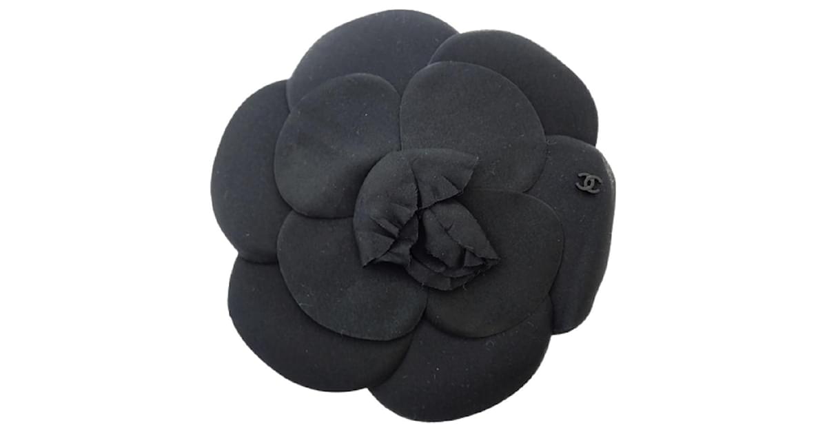 [Used] CHANEL Coco Mark Camellia Corsage Brooch Flower Flower Fashion  Accessories Fabric Black