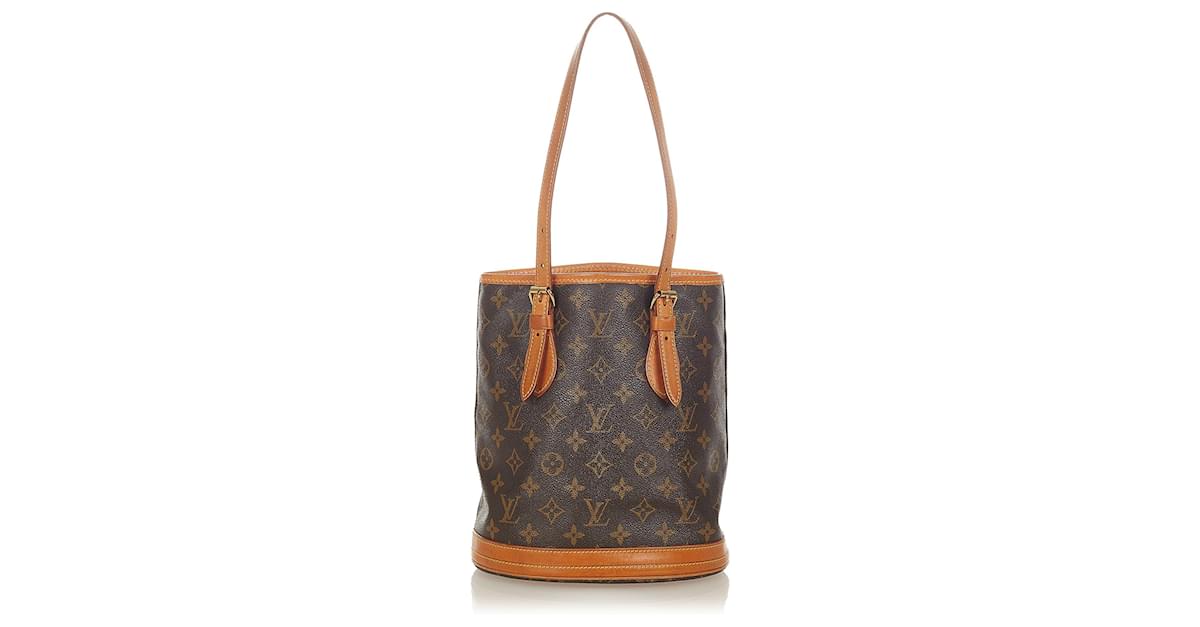 Louis Vuitton Brown Monogram Petit Bucket Leather Cloth ref.597376 - Joli  Closet