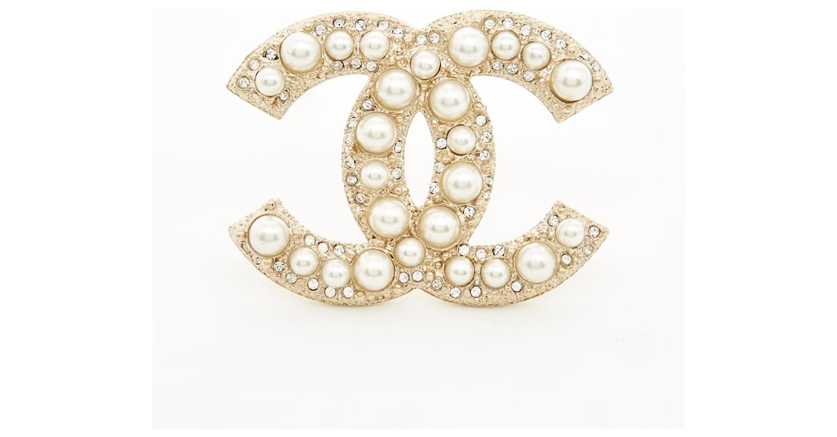 Chanel CC Faux Pearl Crystal Gold Tone Stud Earrings Chanel | The Luxury  Closet