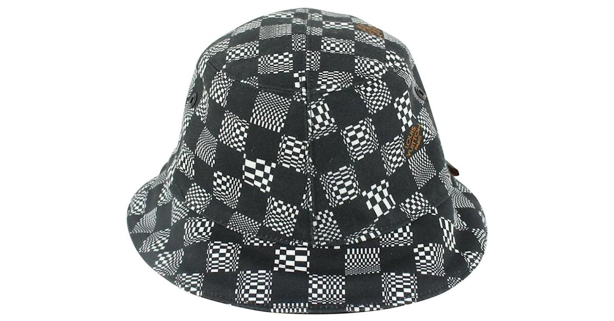 Black x White Distorted Damier Bucket Hat Fisherman 58 – STYLISHTOP