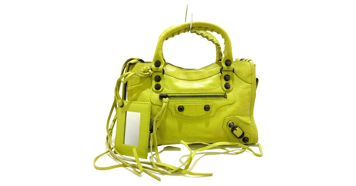 BALENCIAGA City Bag Hand Bag Leather 2way Yellow Auth am2767g ref.647138 -  Joli Closet