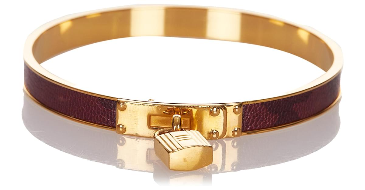 Hermes Kelly Cadena Lock Bangle (Black And Gold)