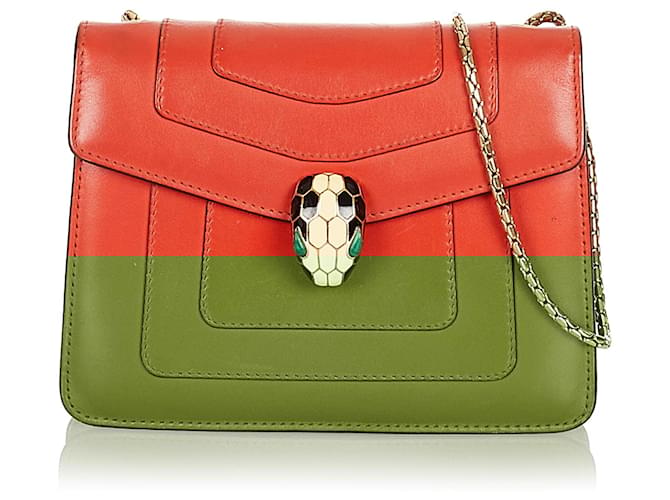 Bulgari Bvlgari Red Serpenti Forever Leather Crossbody Bag Pony