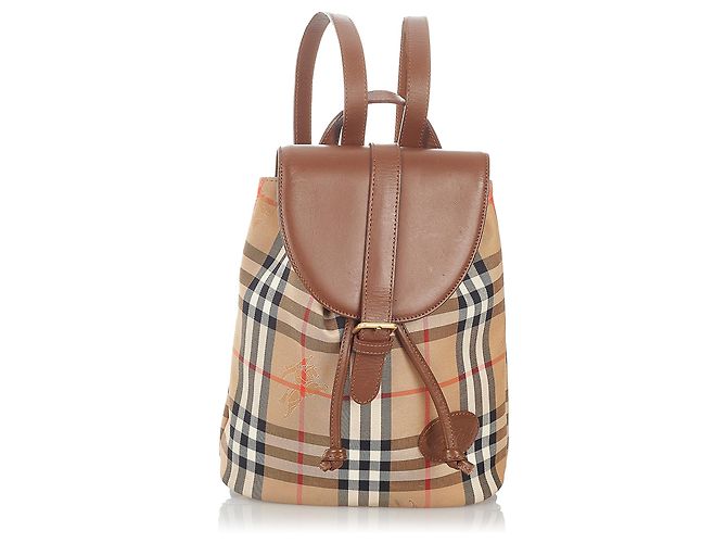 Burberry Brown Haymarket Check Canvas Backpack Multiple  display picture 1
